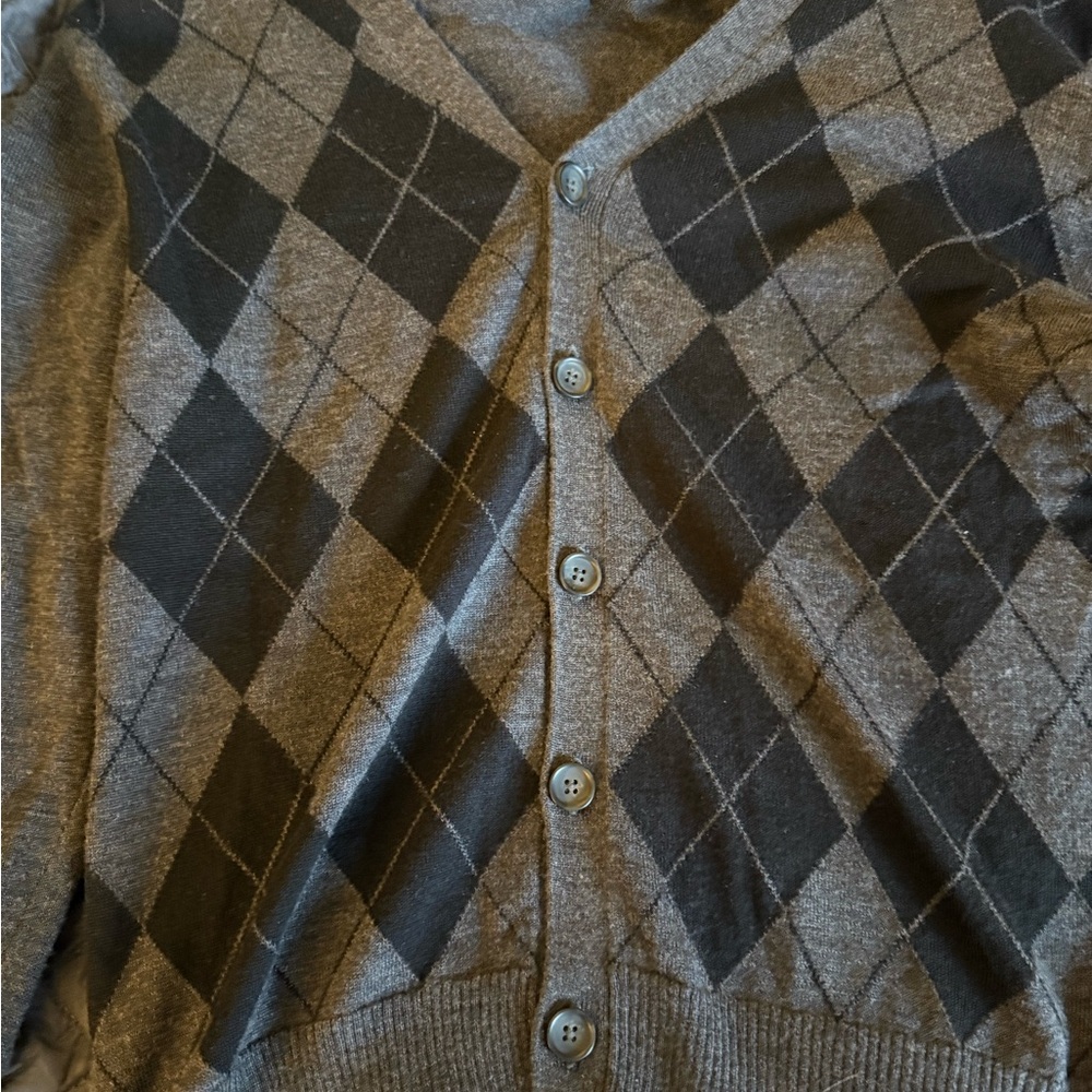 Express Gray and Black Argyle Cardigan